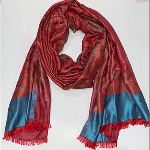 Pashmina Shawl Red Blue Multi Color Scarf